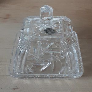 Vtg. Lead Crystal Cut Glass "Star Of David" Square Butter Dish. Made In Germany